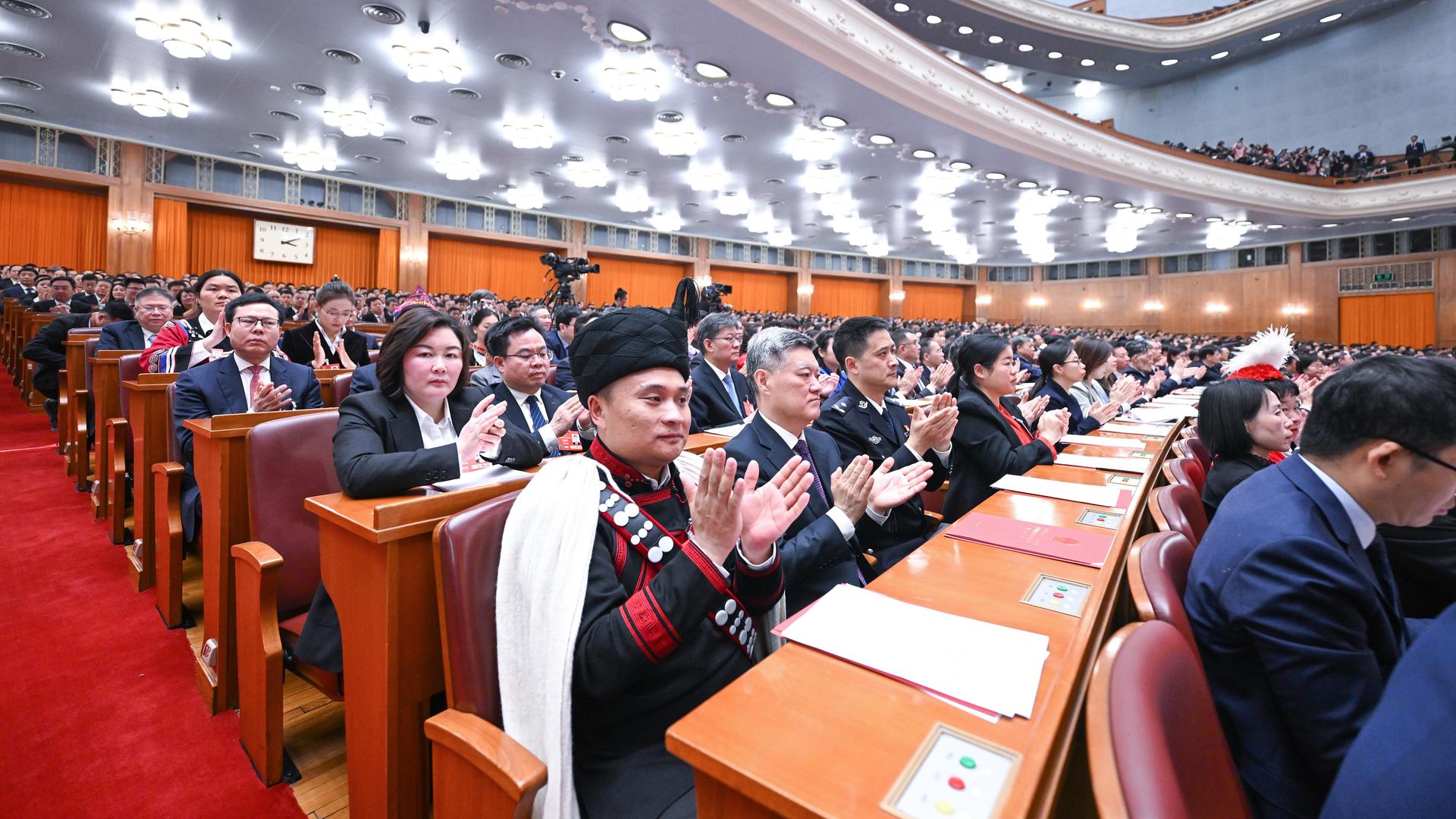 Die Abschlusssitzung der dritten Tagung des 14. Nationalen Volkskongresses (NVK) in der Großen Halle des Volkes in Peking, der Hauptstadt Chinas.