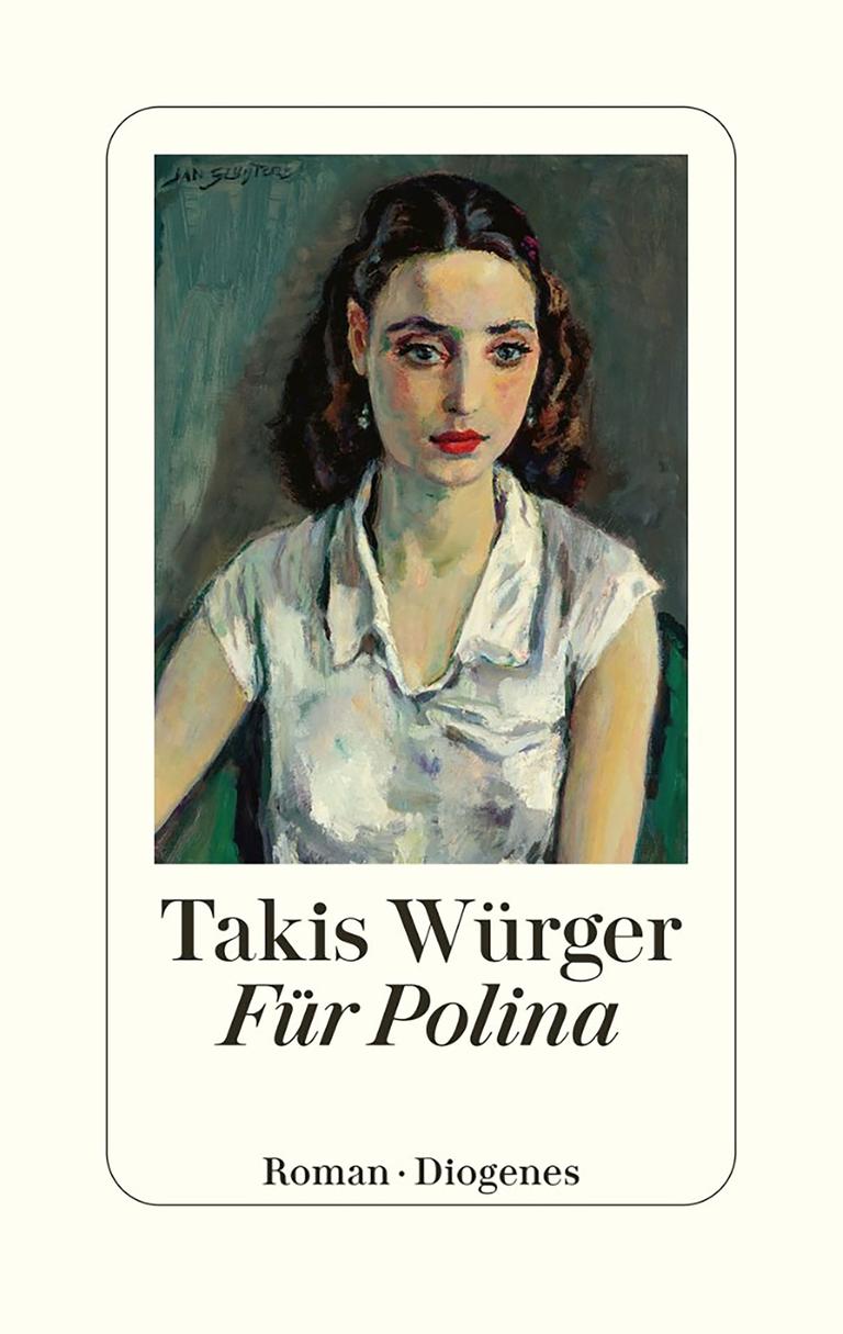 Auf dem Buchcover ist neben dem Autorennamen Takis Würger und dem Titel "Für Polina" eine Zeichnung eines jungen Mädchens mit langen braunen Haaren und traurigem Blick zu sehen