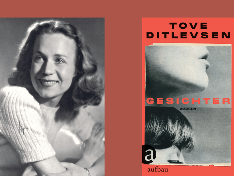 Ein Portrait der Schriftstellerin Tove Ditlevsen und das Buchcover ihres Romans "Gesicher"