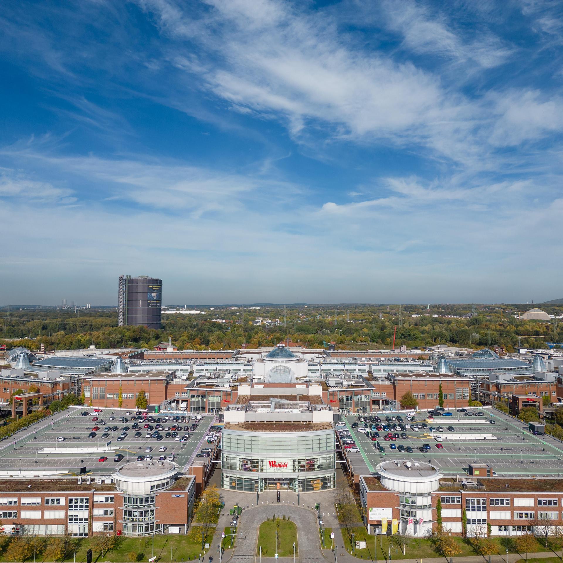 Blick auf das Gelände des Einkaufszentrums Westfield Centro in Oberhausen
