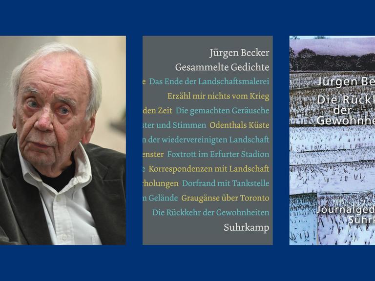 Jürgen Becker: "Die Rückkehr der Gewohnheiten. Journalgedichte" und "Gesammelte Gedichte. 1971-2022"
Zu sehen sind der Autor und die beiden Buchcover