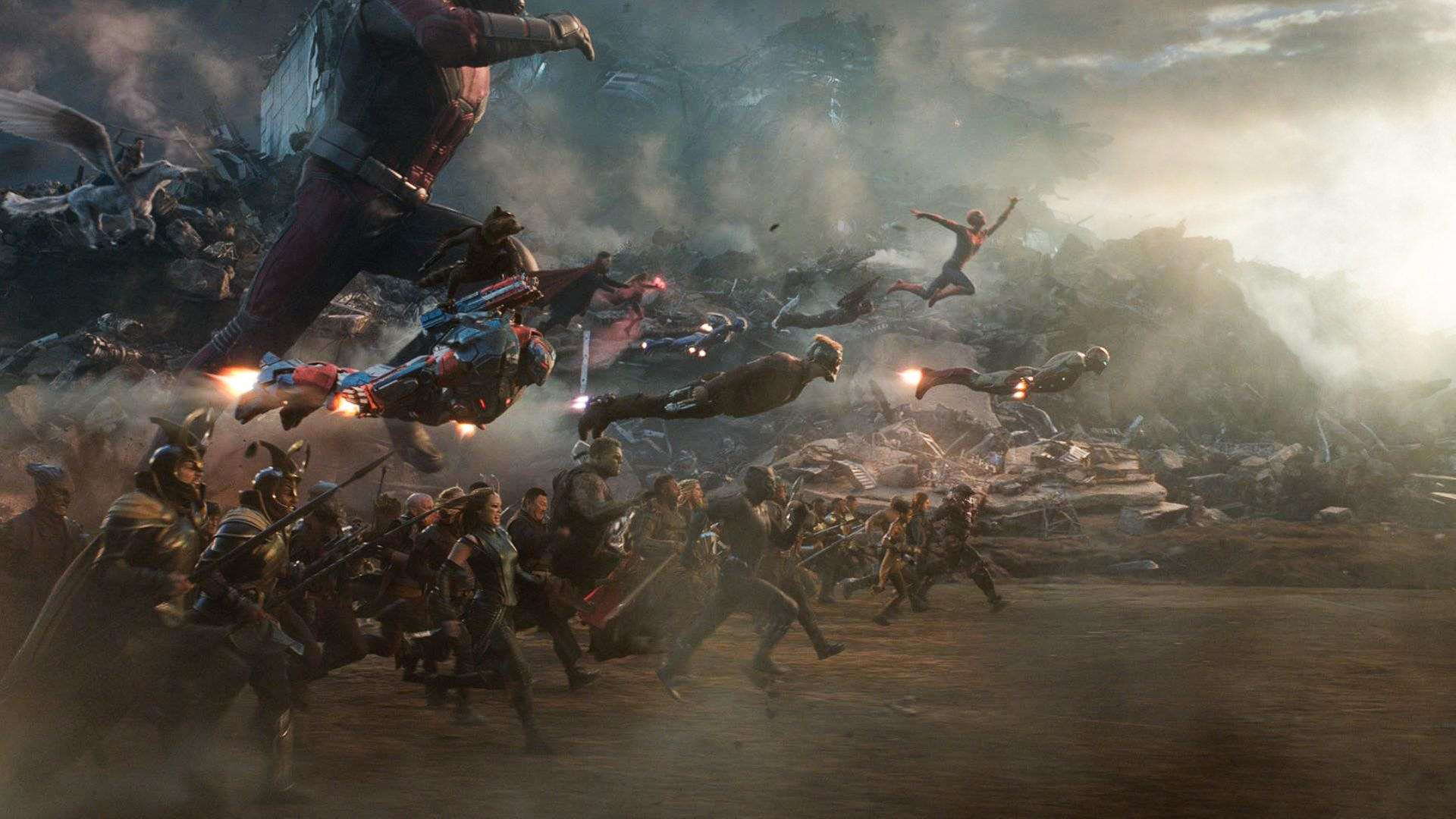 Im Still aus "Avengers: Endgame" ist eine große Schlachtszene zu sehen: Die vereinten Avengers ziehen in den Krieg.