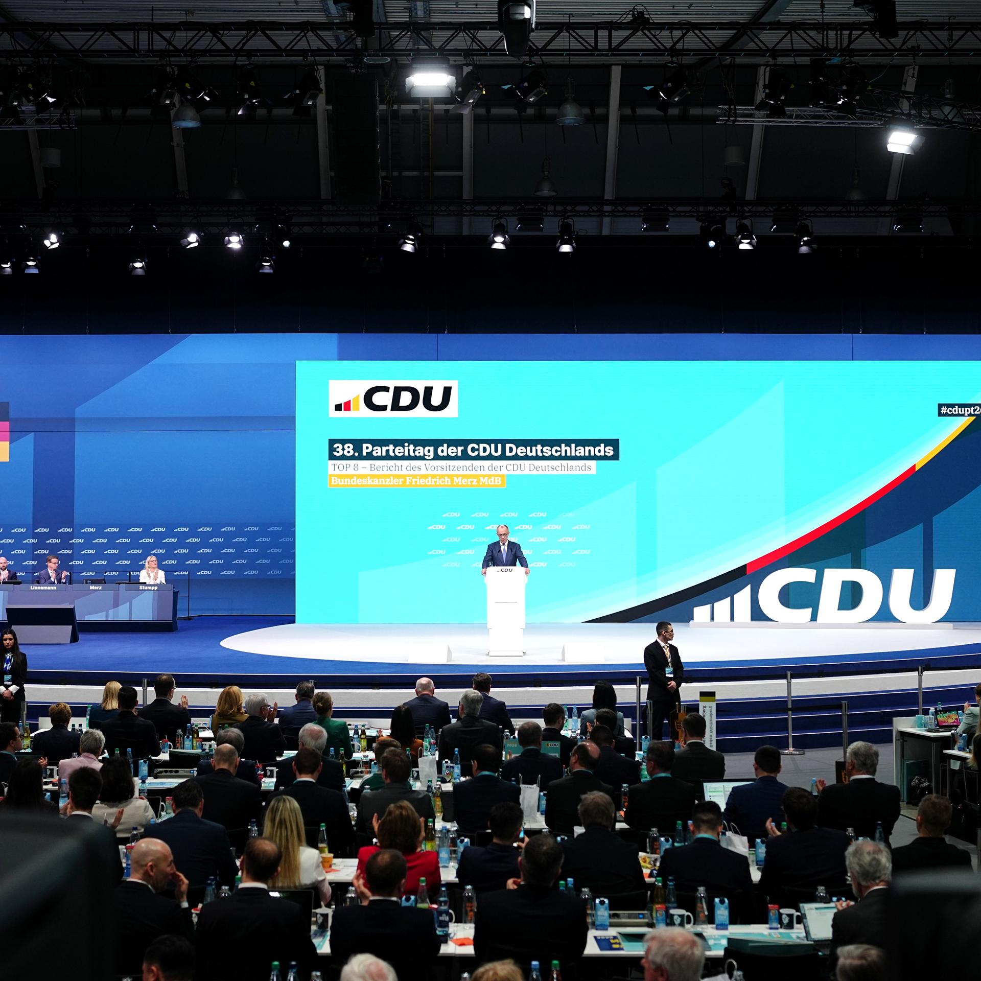 Bundeskanzler Friedrich Merz, CDU-Parteivorsitzender, spricht beim CDU-Bundesparteitag.