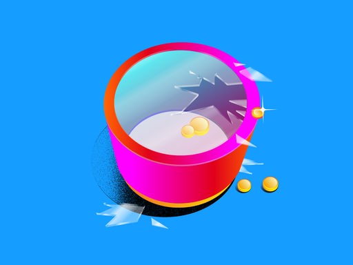 Ein roter Behälter mit mehreren Goldstücken