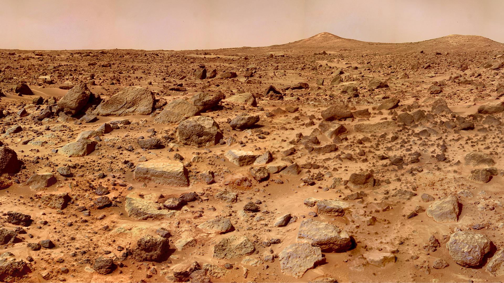Die steinige Oberfläche des Planeten Mars
