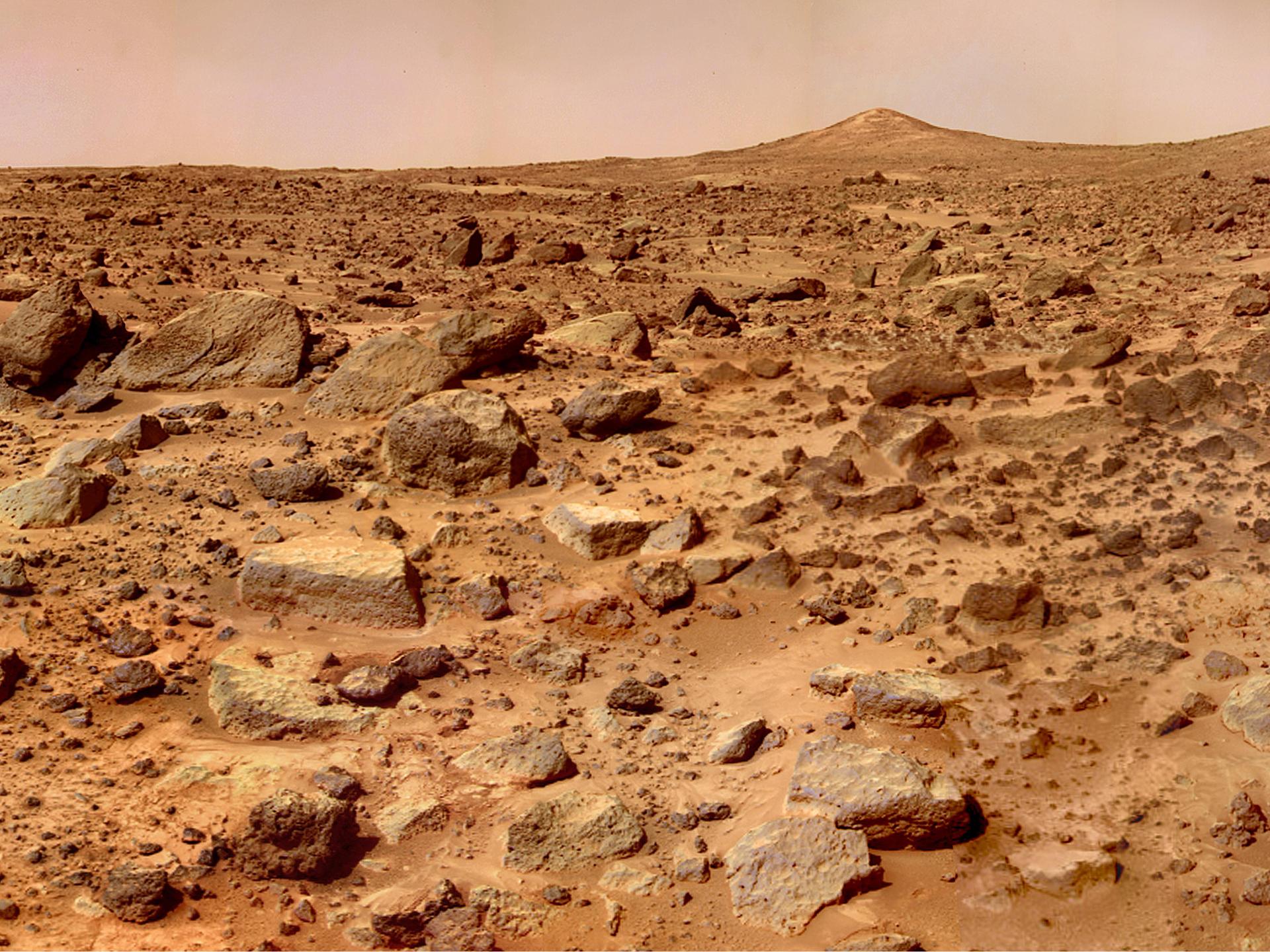 Die steinige Oberfläche des Planeten Mars