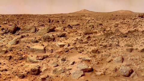 Die steinige Oberfläche des Planeten Mars