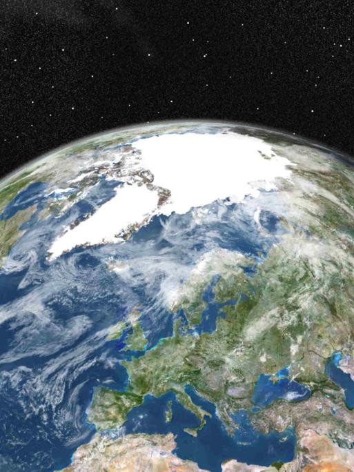 Satellitensicht auf die Erde, Blick auf Europa.