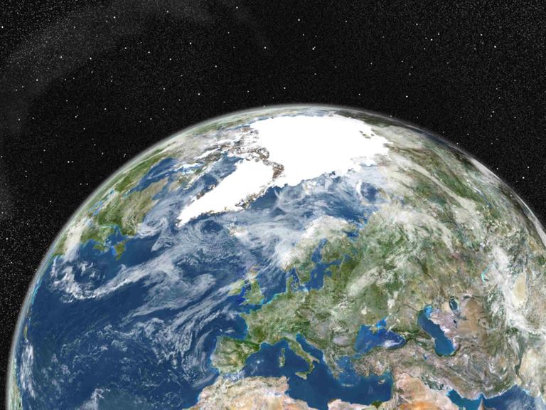 Satellitensicht auf die Erde, Blick auf Europa.