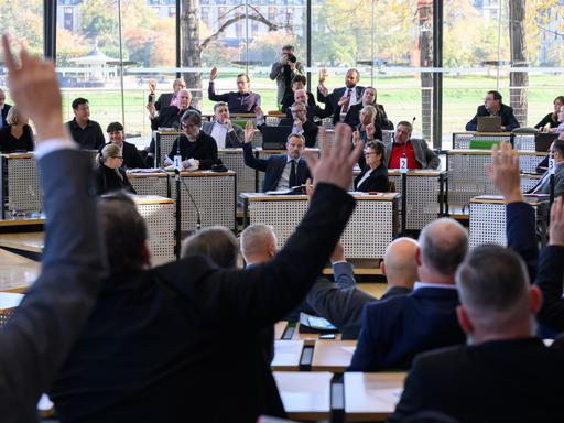 Im sächsischen Landtag stimmen Politiker der AfD und des BSW gemeinsam ab.