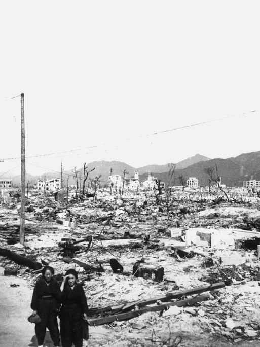 Das zerstörte Hiroshima in Trümmern im August 1945