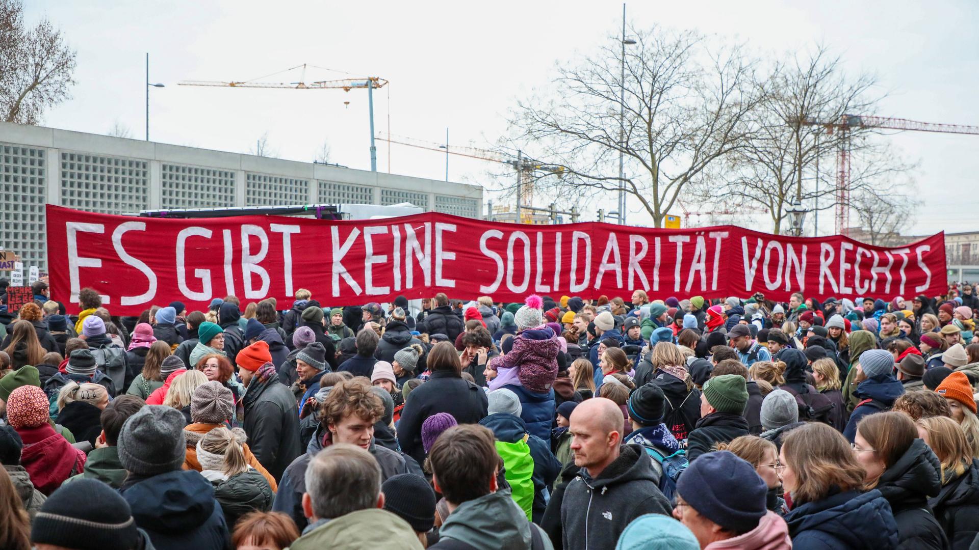 Demonstration gegen Rechts am 1. Februar 2025 in Leipzig. Demonstration gegen Rechts am 1. Februar 2025 in Leipzig.