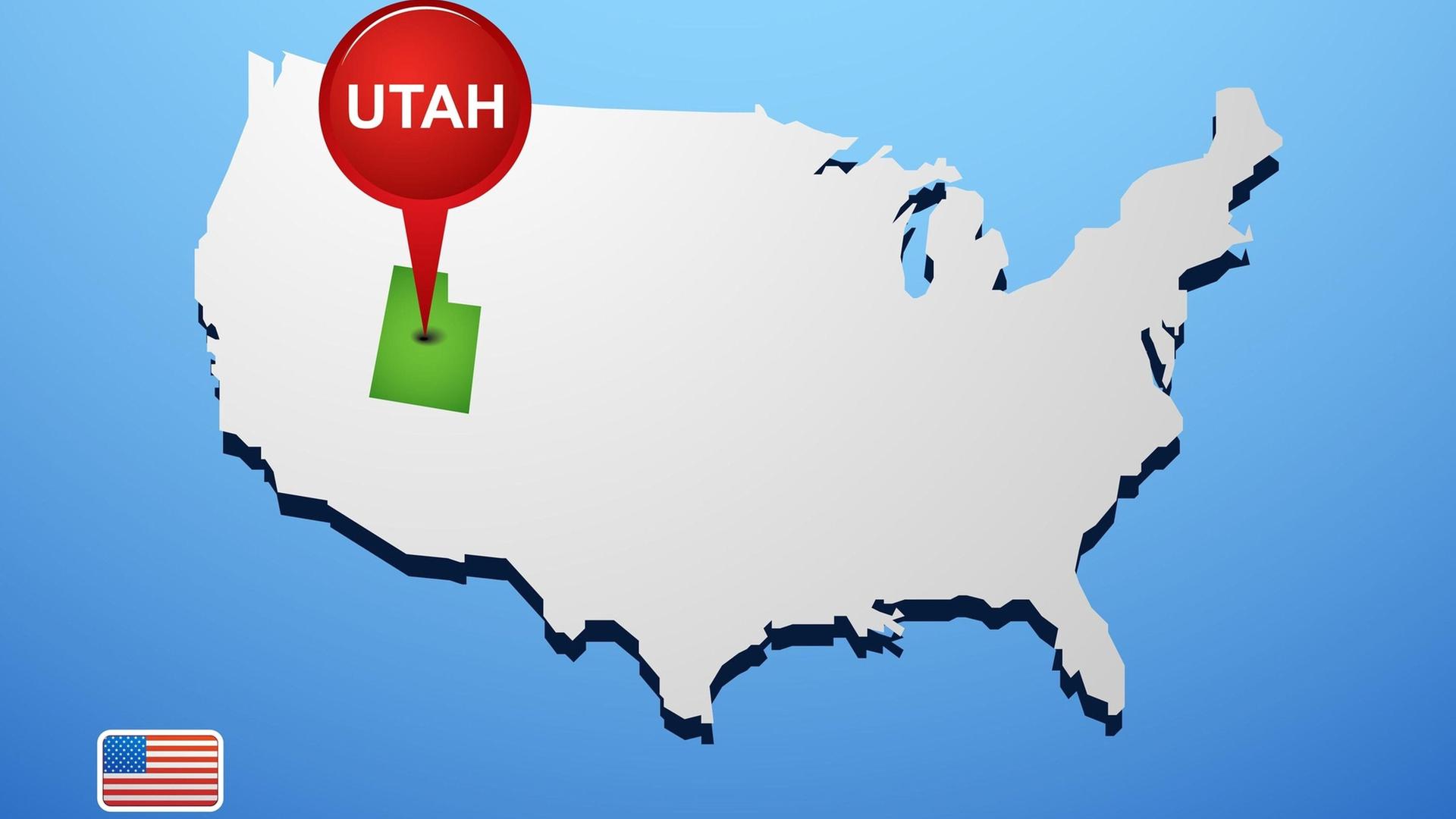 Der US-Bundesstaat Utah ist auf einer Landkarte eingezeichnet. 