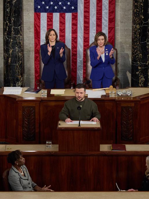 Der ukrainische Präsident Wolodymyr Selenskyj bei seiner Rede vor dem US-Kongress.