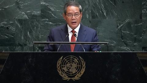 Chinas Ministerpräsident Li Qiang spricht während der UNO-Vollversammlung in New York.