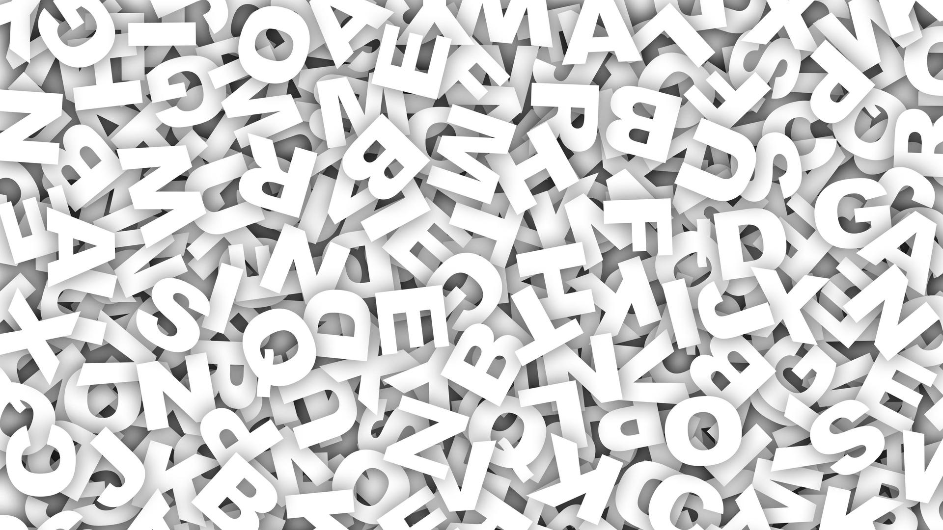Viele Großbuchstaben durcheinandergewürfelt. Viele Großbuchstaben durcheinandergewürfelt.