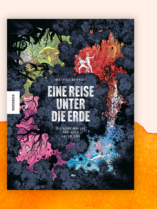 Das Buchcover von "Eine Reise unter die Erde" zeigt verschiedene Comicfiguren, die sich durch den Boden bewegen. Das Buchcover von "Eine Reise unter die Erde" zeigt verschiedene Comicfiguren, die sich durch den Boden bewegen.