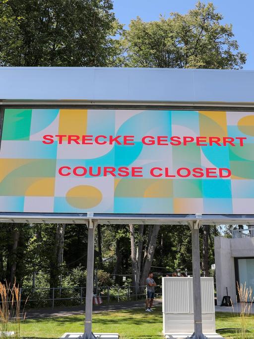 Sperrung Eiskanal, Kanu, Welmeisterschaft 2022, ICF, 19.07.2022 Augsburg Bayern Deutschland *** Closure Eiskanal, canoe