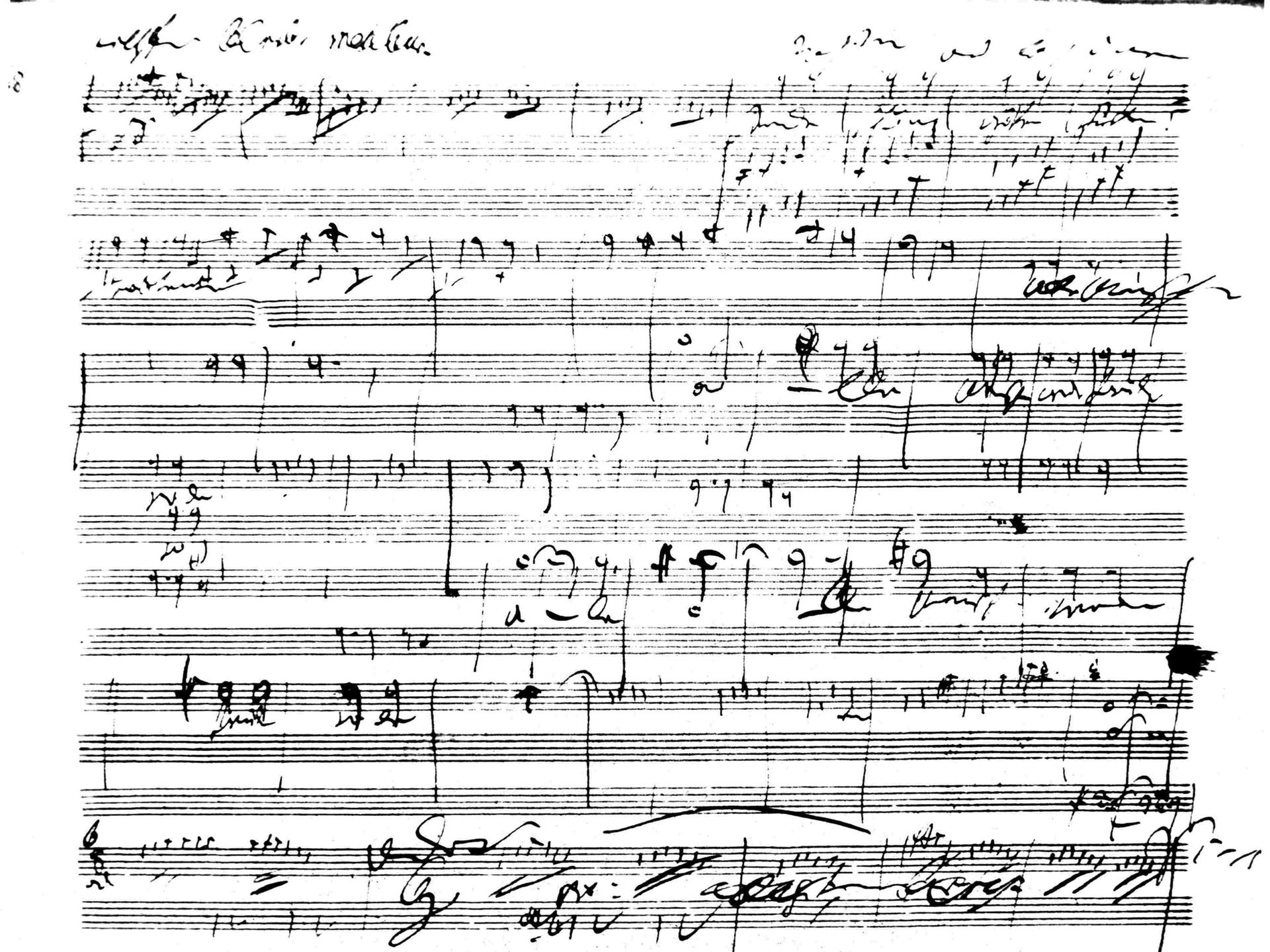 Skizzen der Partitur von Ludwig van Beethovens Neunter Sinfonie in D-Moll, Opus 125, letzter Satz.