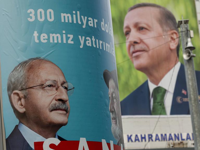 Wahlplakate von Kılıçdaroğlu und Erdoğan.