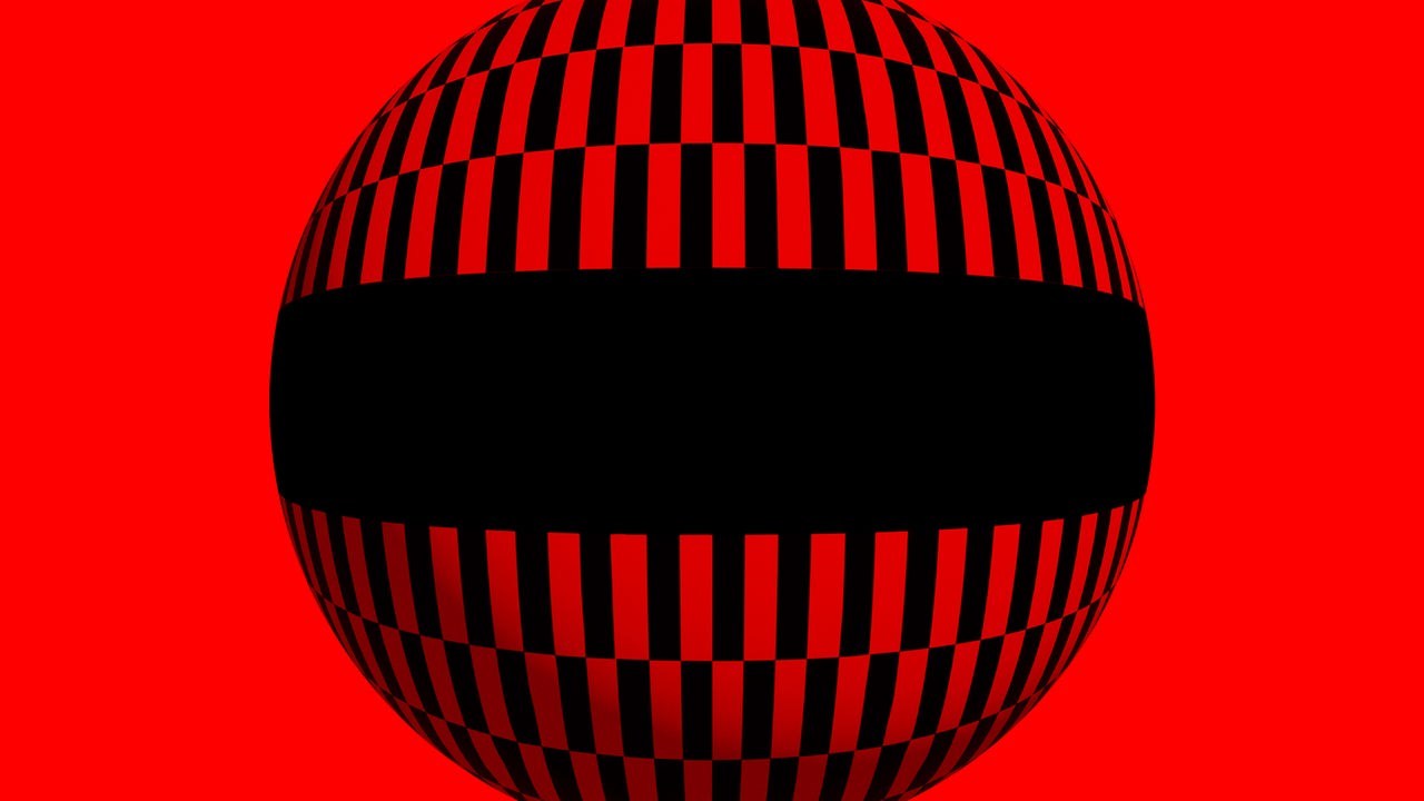 Illustration einer 3D-Kugel vor rotem Hintergrund
