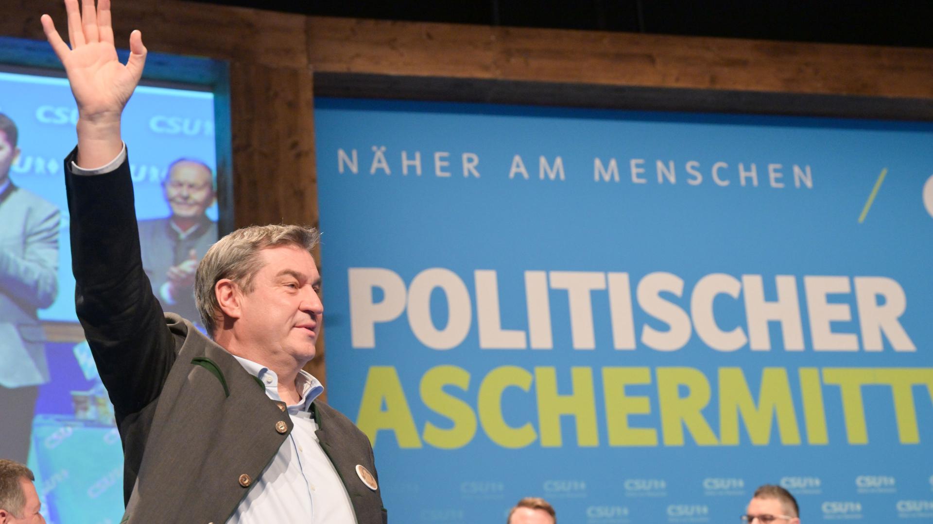Passau: Markus Söder (CSU), Ministerpräsident von Bayern und CSU-Chef, kommt zum politischen Aschermittwoch der CSU.