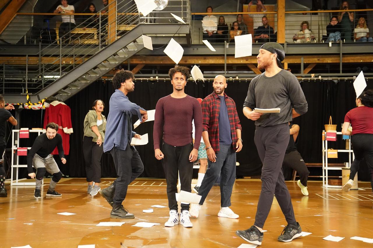 Hauptdarsteller Benét Monteiro als Alexander Hamilton während der Presse-Probe für das Musical "Hamilton" auf der Bühne des Probenstudios in der Stage Entertainment an der Kehrwieder in der Speicherstadt.