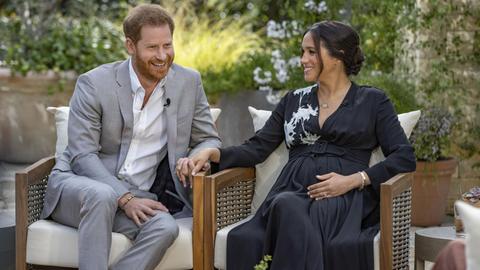 Prinz Harry von Großbritannien und seine Ehefrau Herzogin Meghan während eines Interviews mit der US-Moderatorin Winfrey.