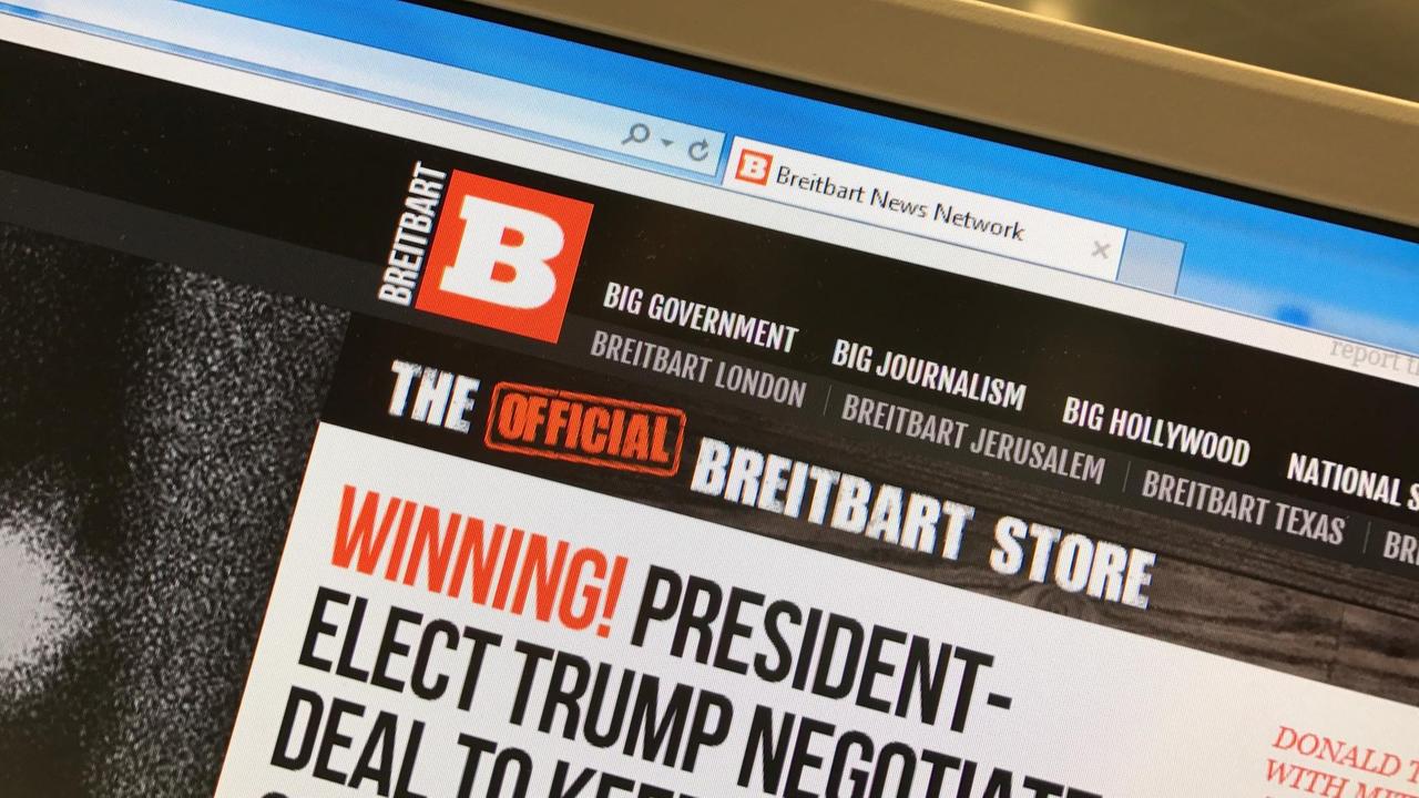Sie sehen die Internet-Seite der "Breitbart"-News, einer umstrittenen US-amerikanischen Nachrichtenseite.