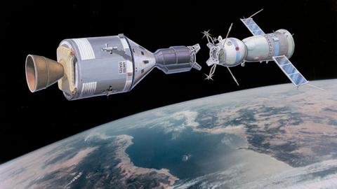 Apollo und Soyuz in der Umlaufbahn (Zeichnung)