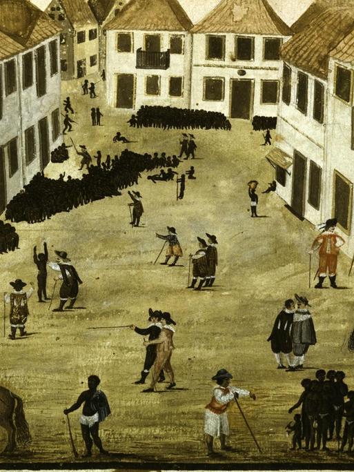 Zacharias Wagner: Sklavenmarkt in Fort Maurits, entstanden zwischen 1634 und 1637 in der damaligen Kolonie Niederländisch-Brasilien
