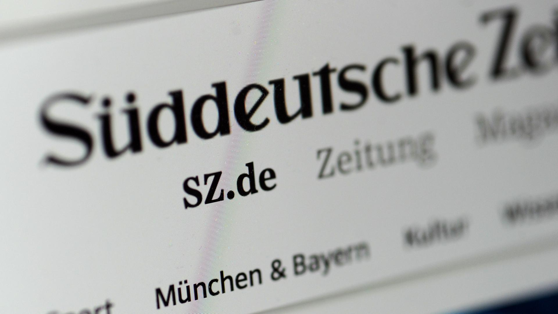Der Online-Auftritt der Süddeutschen Zeitung mit dem Logo der SZ.