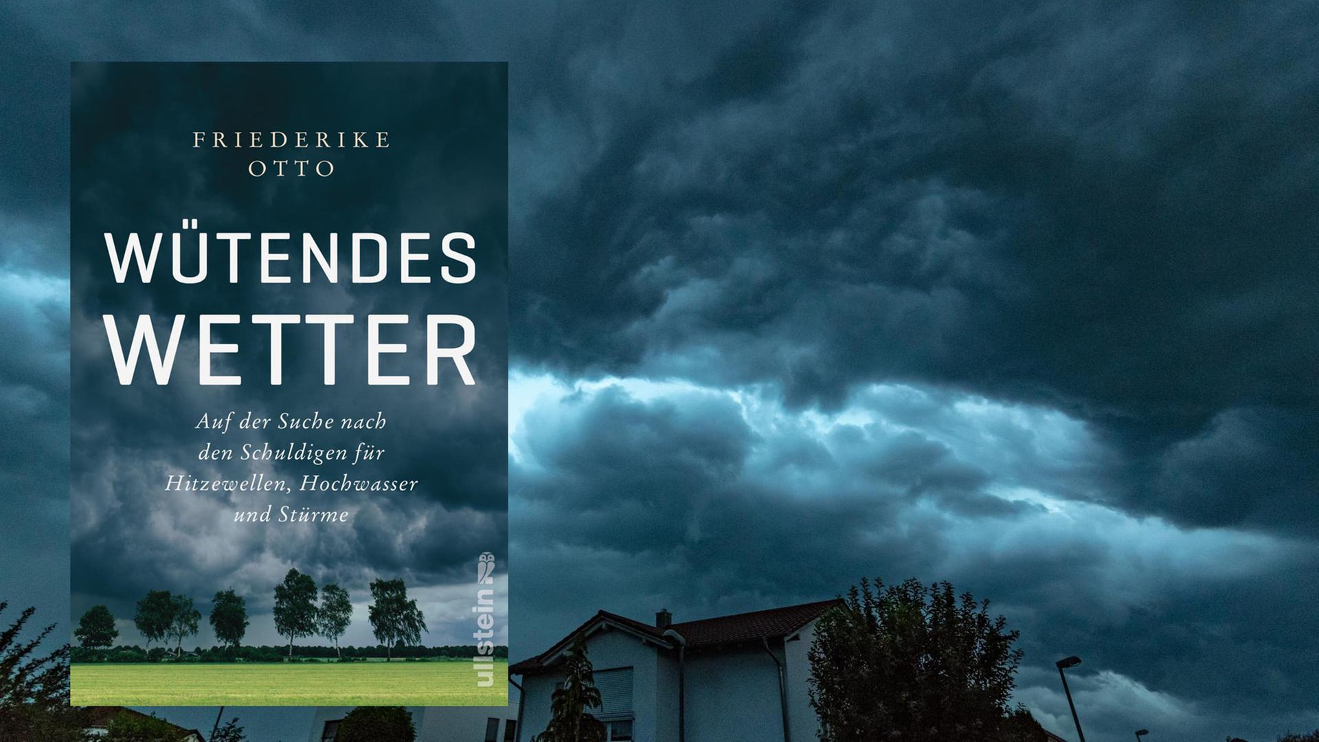 Cover des Sachbuchs "Wütendes Wetter" vor wolkenverhangenem Himmel
