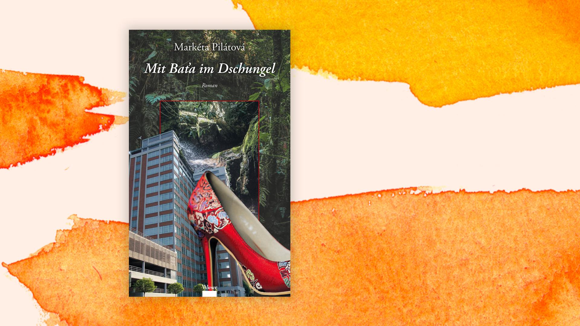 Das Cover des Buchs zeigt einen roten Stöckelschuh, ein Hochhaus und dunklegrünes Blattwerk.