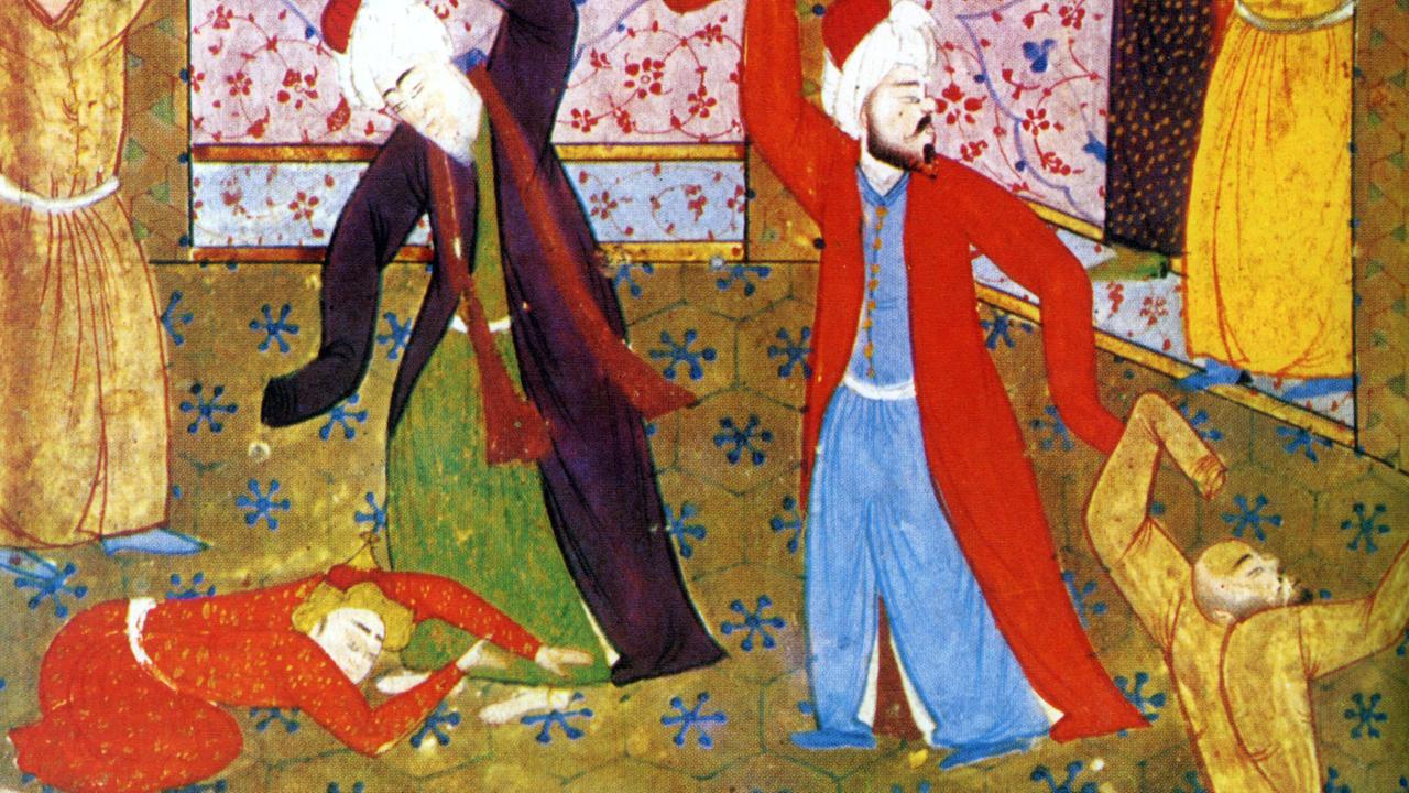 Die Entstehung des Mevlevi-Derwisch-Orden geht auf Dschalaluddin Rumi zurück. Hier eine Illustration mit tanzenden Derwischen aus dem 17. Jahrhundert.