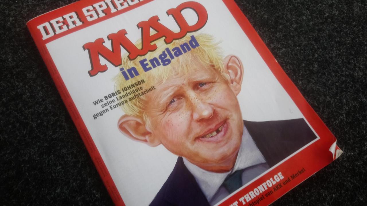 Auf dem Cover des Spiegel: Boris Johnson als Alfred E. Neumann, dem Titelhelden der Satirezeitschrift MAD.