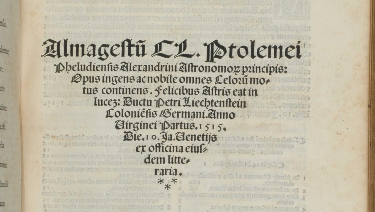Titelseite einer Almagest-Ausgabe von 1515 | Universität Wien