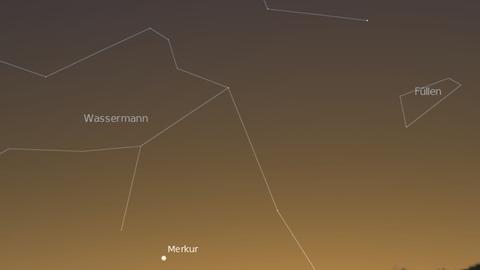 Merkur zeigt sich tief am abendlichen Südwesthimmel