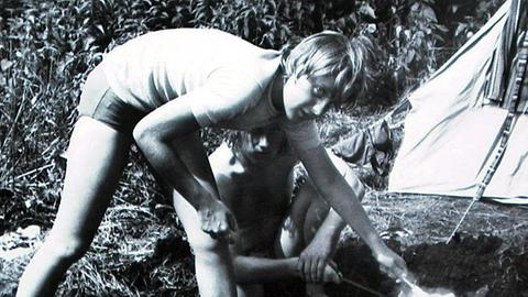 Angela Kasner (heute Angela Merkel) im Juli 1973 nach ihrem Abitur beim Camping im brandenburgischen Himmelpfort.