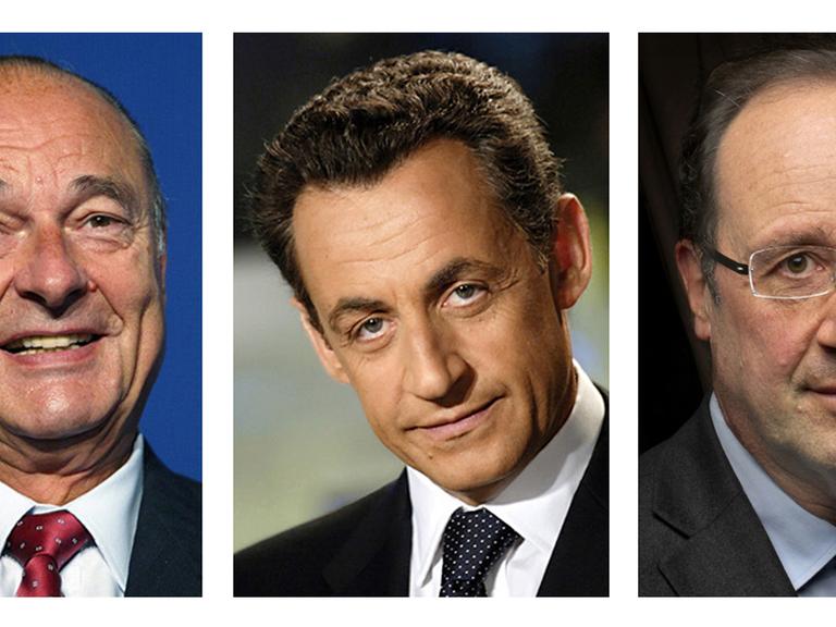 Die französischen Präsidenten Chirac, Sarkozy und Hollande