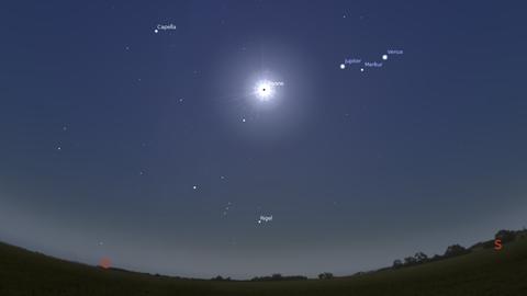 Anblick der verfinsterten Sonne am 25. Mai 2142 vom selben Beobachtungsort aus