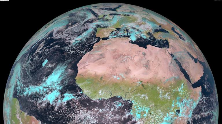 Die Erde, aufgenommen von Meteosat 9 auf der geostationären Umlaufbahn 