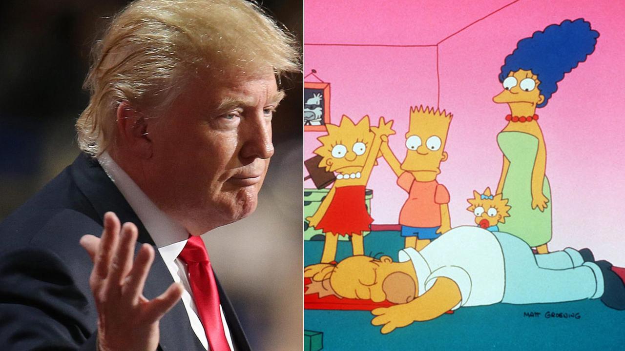 Die Simpsons und Donald Trump, der Kandidat der Republikaner für die US-Wahl
