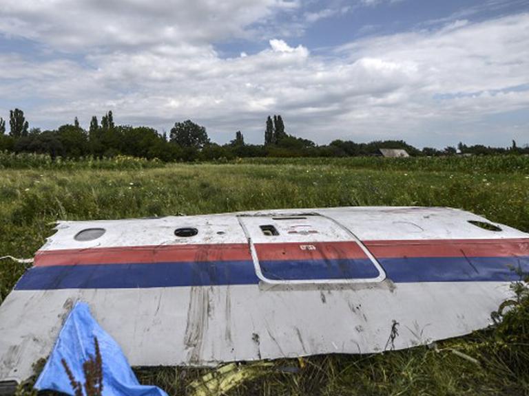 Ein Teil des Wracks der Passagiermaschine, die in der Ukraine abgeschossen wurde