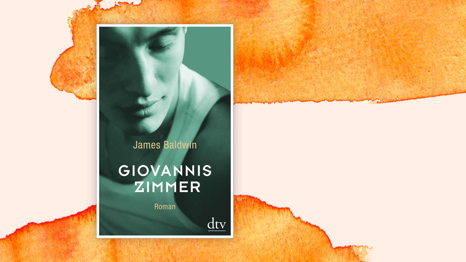 Buchcover "Giovannis Zimmer" von James Baldwin. Ein junger Mann in einem weißen Unterhemd guckt nach unten.