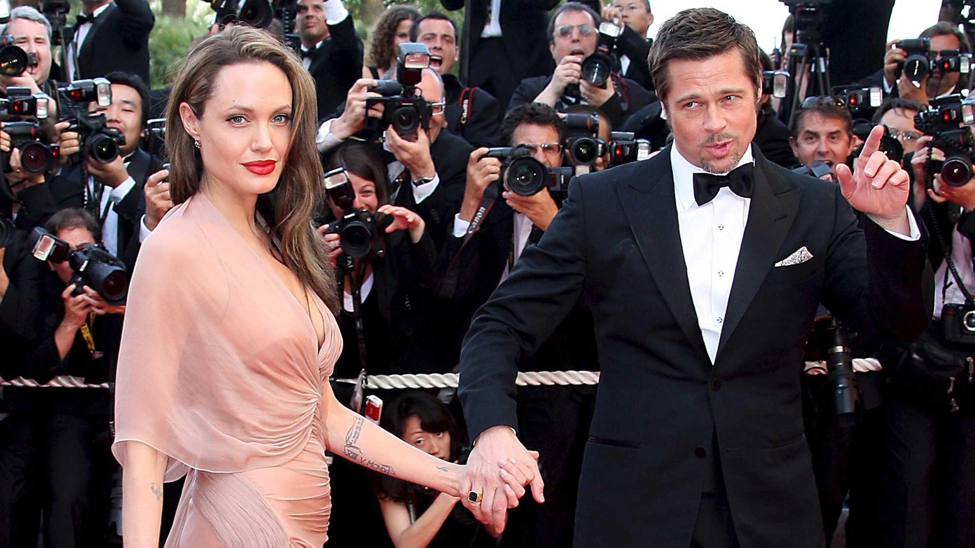 Das US-amerikanische Schauspielerpaar Angelina Jolie und Brad Pitt bei den 62. Filmfestspielen in Cannes 2009 bei der Gala des Films "Inglourious Basterds".