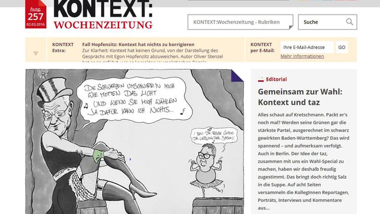 Webauftritt der Stuttgarter Wochenzeitung "Kontext"