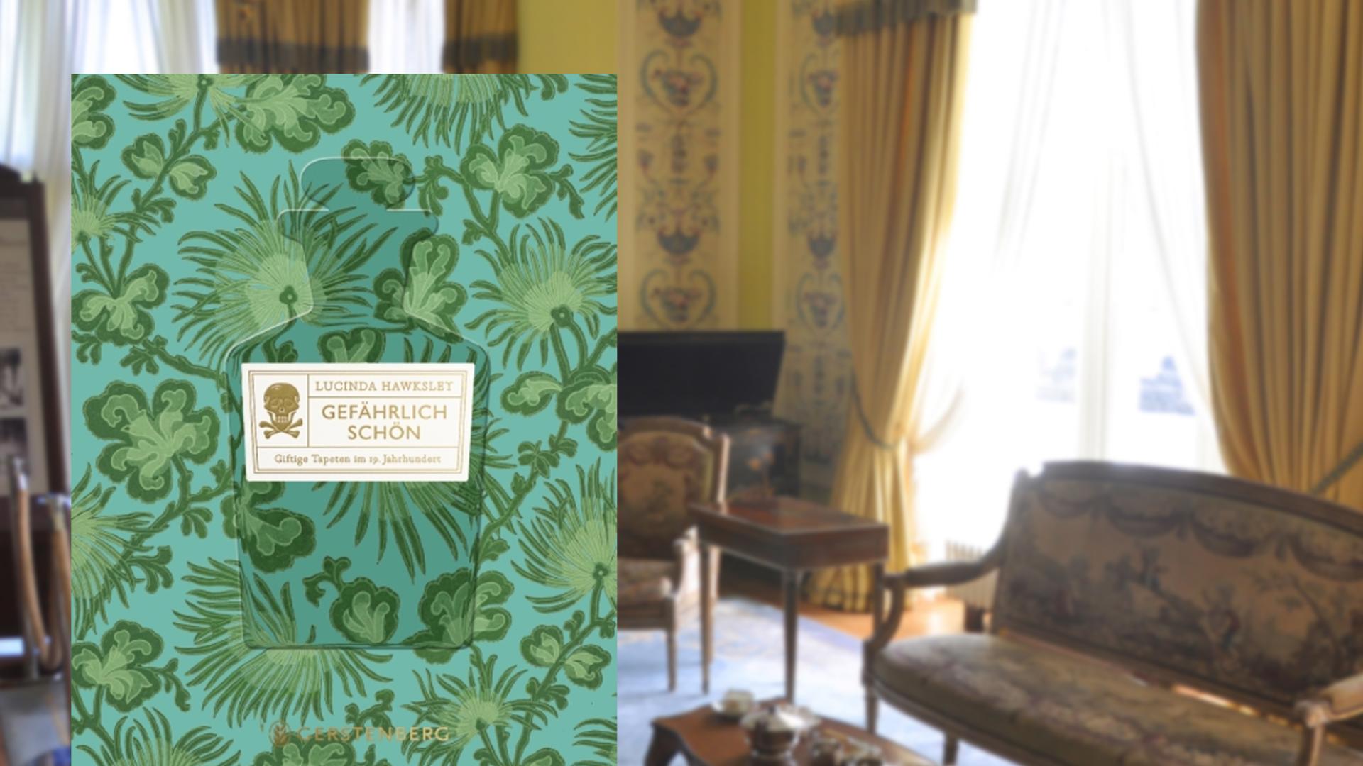 Buchcover Lucinda Hawksley: "Gefährlich schön". Im Hintergrund ein viktorianisches ausgestattetes Zimmer.