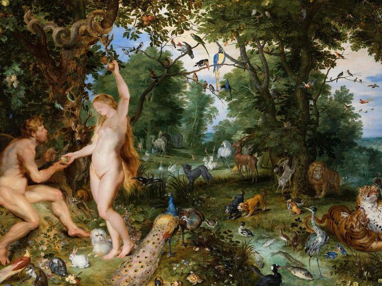 Gemälde "Der Garten Eden mit dem Sündenfall" um 1615, vom flämischen Maler Jan the Elder Brueghel.