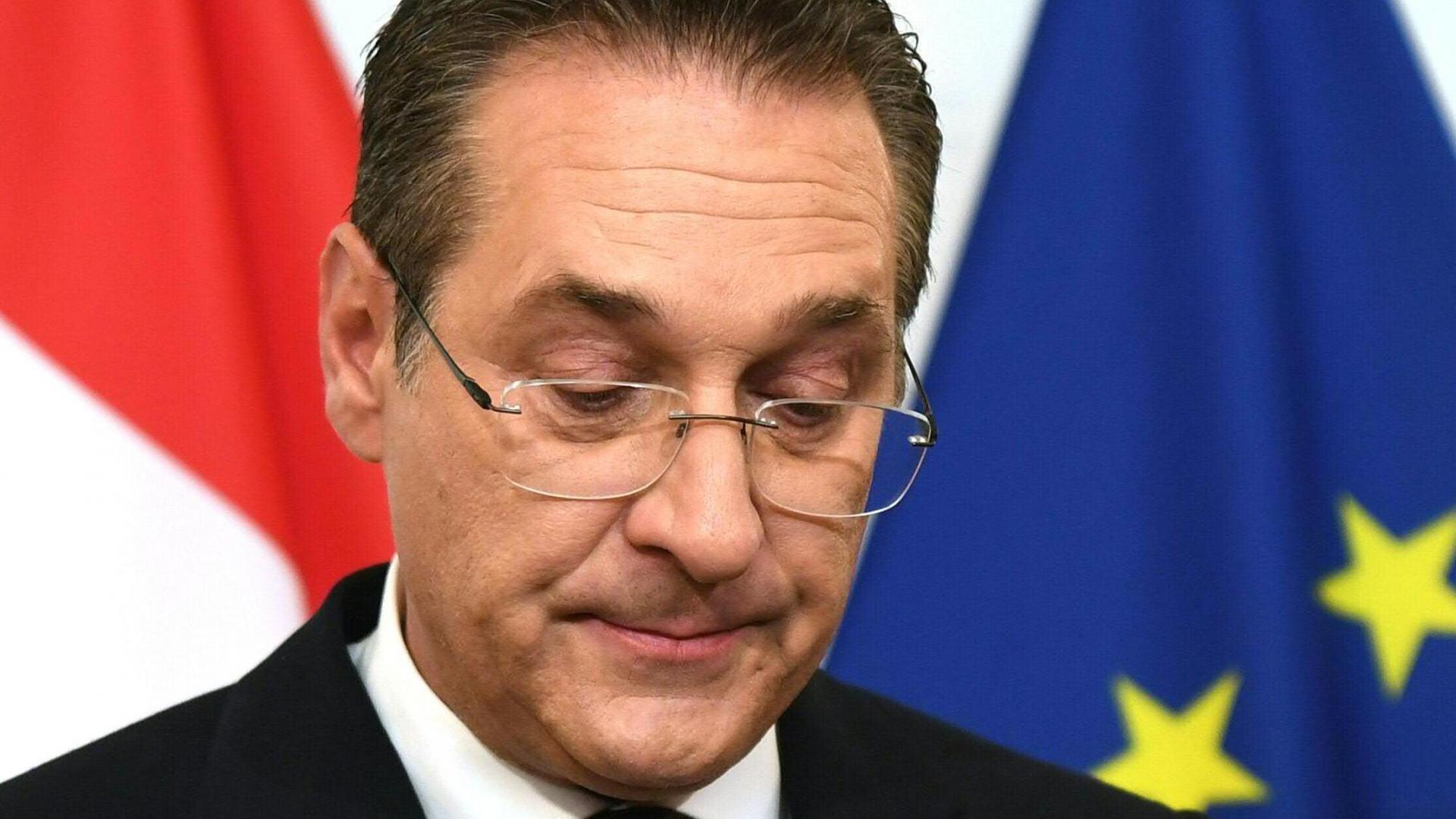 Strache bei der Verkündung seines Rücktritts in Wien